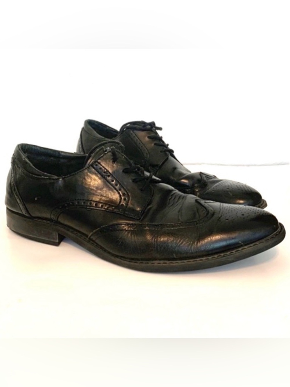JOSEPH ABBOUD MENS DRESS SHOES BLACK LEATHER LACE UP 13D